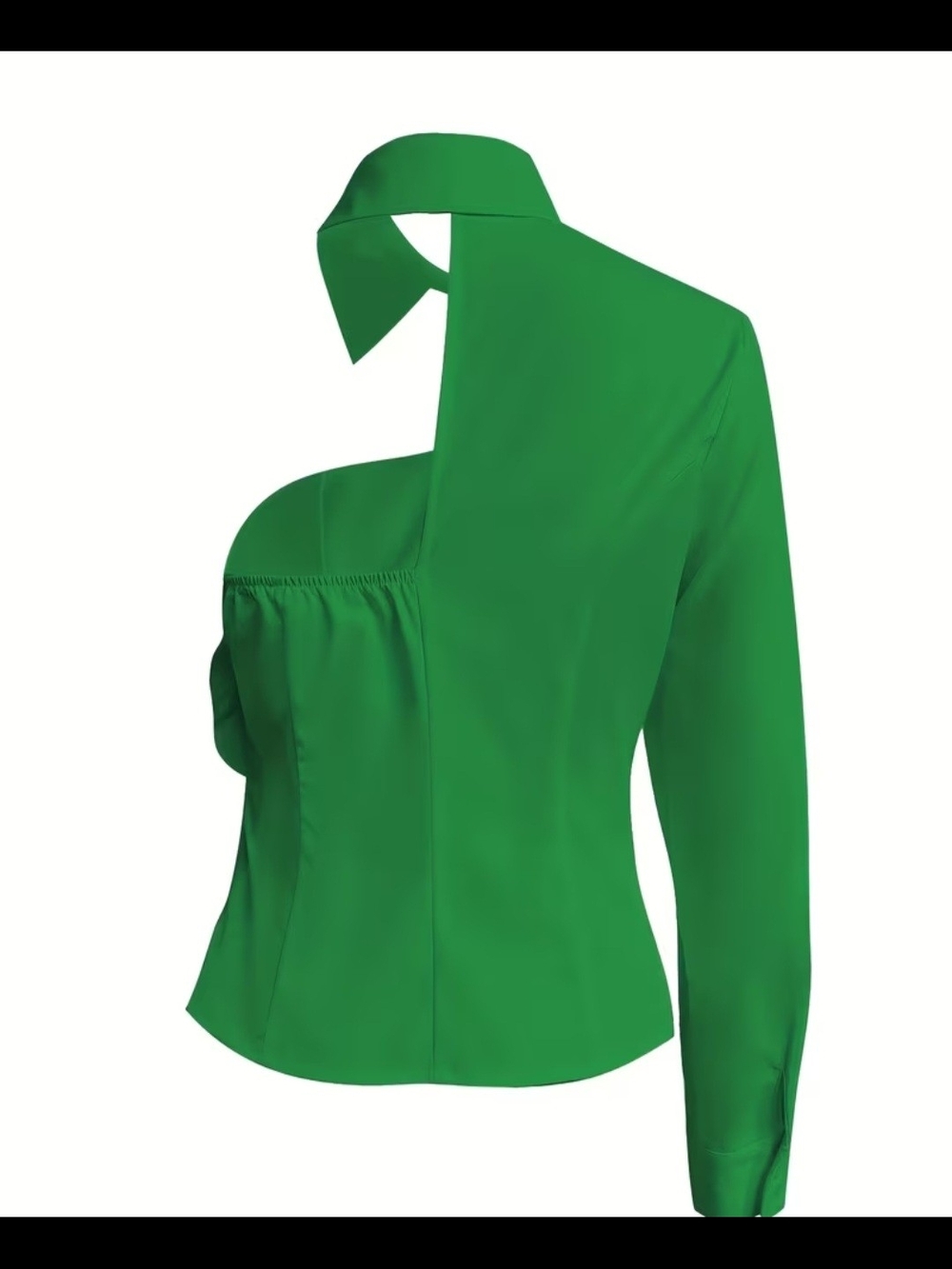 Green One-Shoulder Floral Detail Top - Picture 3 of 3